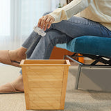 Frcctre Bamboo Waste Basket, Rectangular Compact Waste Trash Can Waste Bin Garbage Built-in Handles Brown Container Bin for Bedroom, Office, Living Room, Kitchen, Bathroom Frcctre