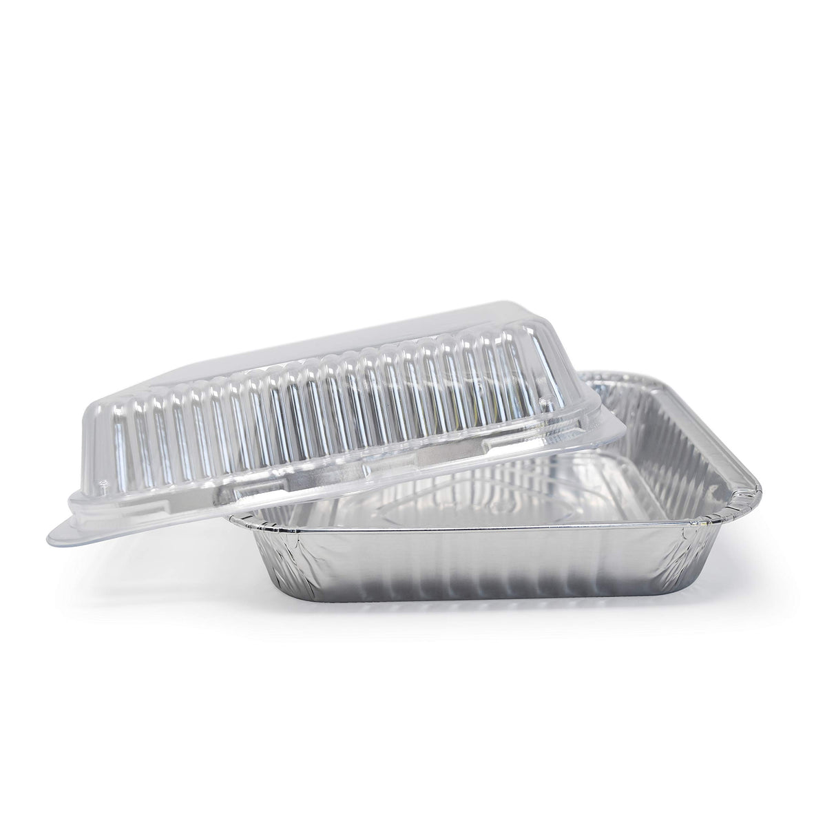 (35 Pack) 8” x 8” Square Baking Cake Pans with Plastic Dome Lids | Heavy Duty l Disposable Aluminum Foil Tins l Portable Food Containers l Perfect for Roasting Oven Toaster Cooking Fig & Leaf