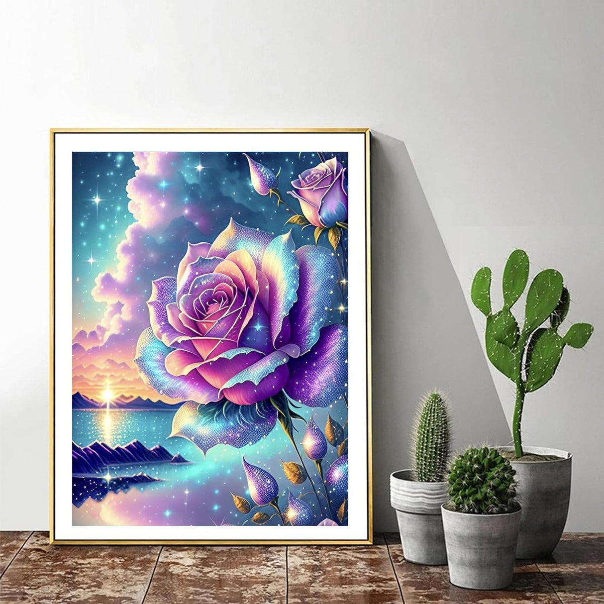 ijbnhd Diamond Art Kits for Adults - 5D Rose Diamond Painting Kits for Adults, DIY Full Drill Diamond Painting Kits, Sunset Gem Arts and Crafts for Home Wall Decor 12X16in ijbnhd