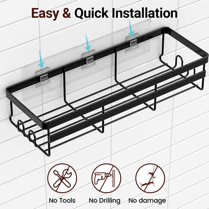 WOWBOX Shower Caddies 2 Pack - Adhesive Hanging Shower Shelf - Bathroom Organizers and Storage, No Drilling Stainless Shower Shelves for Home Decor, Bathroom Accessories