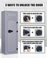 KAER 10-12 Gun Safe, Gun Safes for Rifles and Pistols, Large Gun Safe for Home Rifles and Shotguns, Gun Cabinet, Rifle Safe, Gun Safes & Cabinets, Quick Access Gun Safes with Adjustable Shelves (Grey) KAER