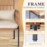 PROHIKER Patio Furniture Outdoor Rattan Loveseat 2-Seat with Built-in Table, Lumbar Pillows and Cushions, All-Weather Wicker Loveseat Porch Chairs for Balcony, Lawn, Backyard PROHIKER