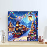 Christmas Diamond Painting Kits for Adults - Christmas Train Diamond Art Kits for Adults Beginner, DIY 5D Full Round Drill Diamond Painting Gem Art for Home Wall Decor (14 x 14 Inch) Fotasmua