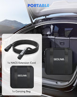 EV Charger Extension Cable for Tesla 50Amp 40ft Up to 240V 12kW with NACS Plug, EV Extension Cord for Level 1/2 Tesla Mobile Charger/Wall Connector, Extension Cable for Tesla Model-Y/X/3/S/Cybertruck SEGUMA