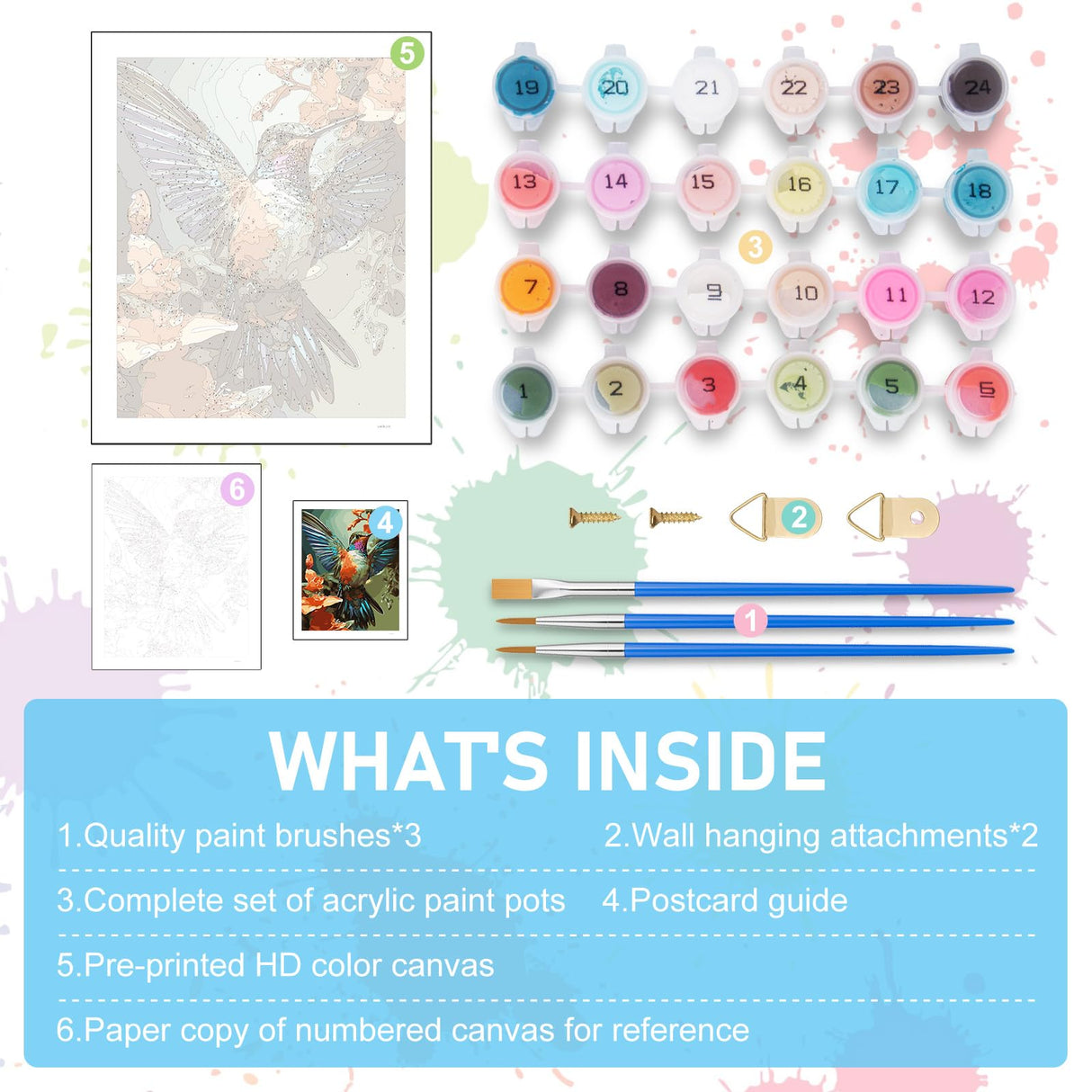 Paint by Numbers Kit for Adults- Hummingbird Adult Paint by Number Kits on Canvas for Beginners, Hummingbird DIY Acrylic Oil Number Painting Kits for Home Wall Decor Gift 16"x 20" (without Frame) Offito