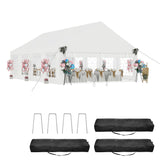 DWVO 20x30FT Heavy Duty Party PVC White Tent Wedding Event Shelters Upgraded Galvanized Ripple Canopy with Large Roof Removable Sidewalls & 3 Storage Bags 600D Oxford Commercial DWVO