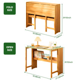 Bamboo Folding Desk Mid Century Modern Desk for Home Office Bedroom Small Spaces，Natural Dezyfurni