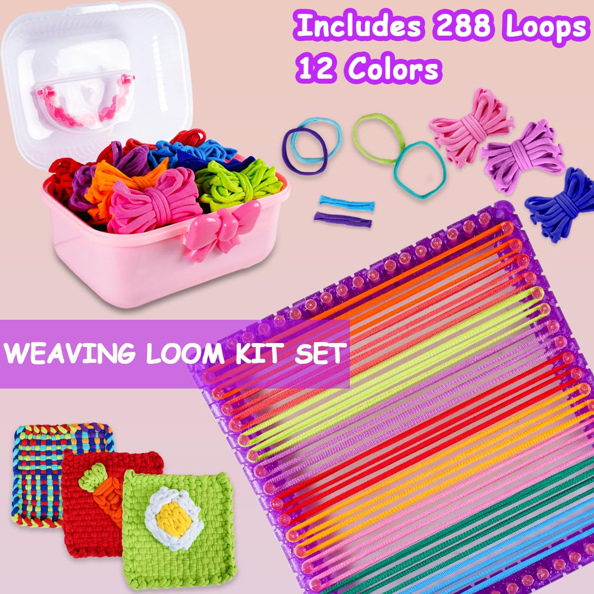 Weaving Loom Kit, DIY Arts and Crafts for Kids and Adults, Includes 288 Loops & Step-by-Step Instructions, Ideal Gifts for Girls Ages 5 6 7 8-12 13 Disracker