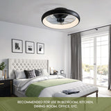 LUDOMIDE Ceiling Fans with Lights, 20" Flush Mount Ceiling Fan with Remote & APP Control, Black Low Profile Ceiling Fan with 6 Wind Speeds, Smart Dimmable LED Ceiling Fan for Bedroom, Living Room LUDOMIDE