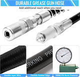 PONEYA 9 PCS Grease Gun Couplers, Quick Connect Greasing Accessory Kit with Grease Gun Tips 12" Flex Hose & Roll Up Case, Perfect for Quick Release Grease Couplers to Reach Any Grease Fitting PONEYA