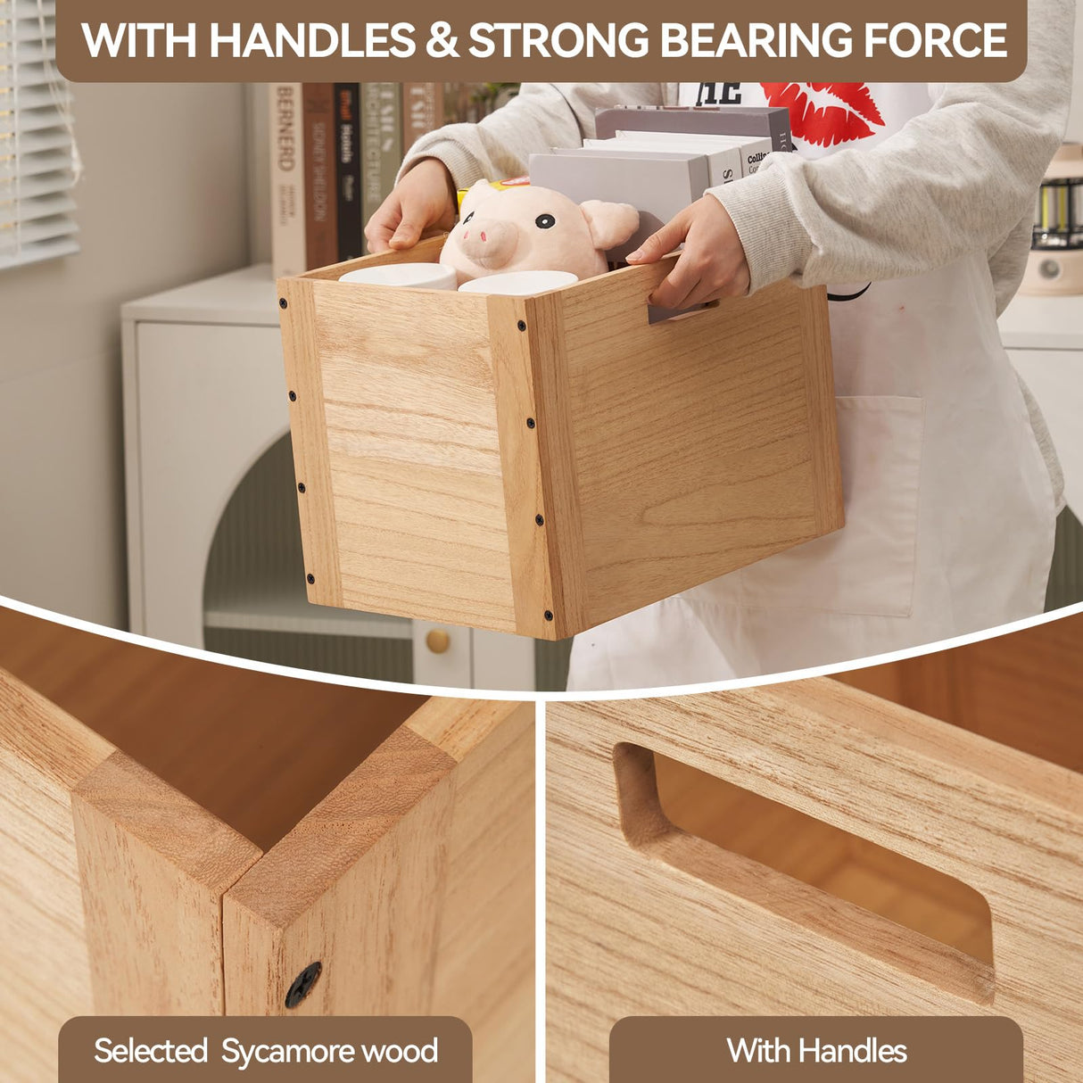 KIRIGEN Stackable Wood Storage Cube /Basket/ Bins Organizer for Home Books Clothes Toy Modular Open Cubby Storage System - Office Cubical Bookcase Closet Shelves C26-NA KIRIGEN