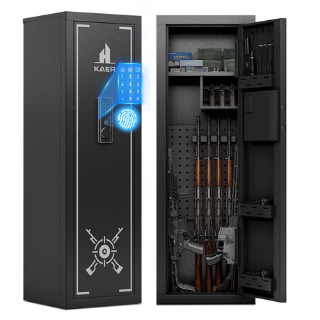 KAER 13-15 Biometric Gun Safe Fingerprint Gun Safe for Rifles and Pistols Rifle Safes for Home Gun Safes for Rifles Multi-Function Gun Cabinet with Adjustable Cabinet Pistols Racks Unassembled KAER