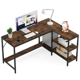 Tribesigns L Shaped Desk with Storage Shelves, Reversible Computer Desk Gaming Desk for Home Office Workstation, Rustic Brown Tribesigns