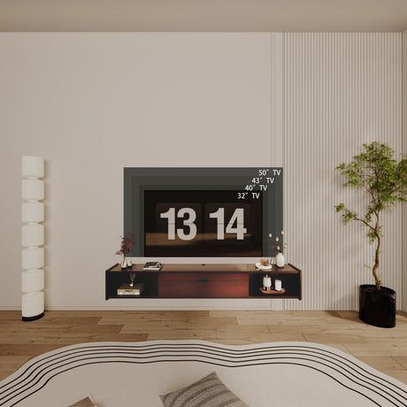 Furniloft 55'' Floating TV Stand,Wall Mounted TV Console,Floating TV Cabinet,Under TV Shelf for Bedroom Living Room(Walnut) Furniloft