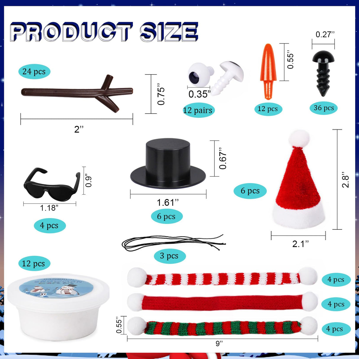 BANBBUR 12 Pack Christmas Stocking Stuffers for Kids,Christmas Crafts for Kids,Modeling Clay DIY Build a Snowman Crafts Kit Bulk Christmas Gifts Activities BANBBUR