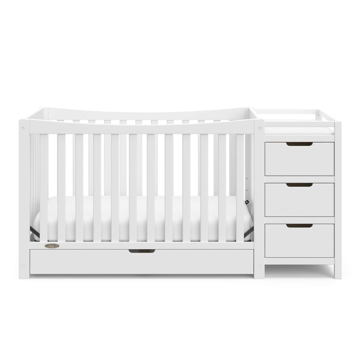 Graco Remi 4-In-1 Convertible Crib & Changer With Drawer (White) – GREENGUARD Gold Certified, Crib And Changing-Table Combo, Includes Changing Pad, Converts To Toddler Bed, Full-Size Bed Graco