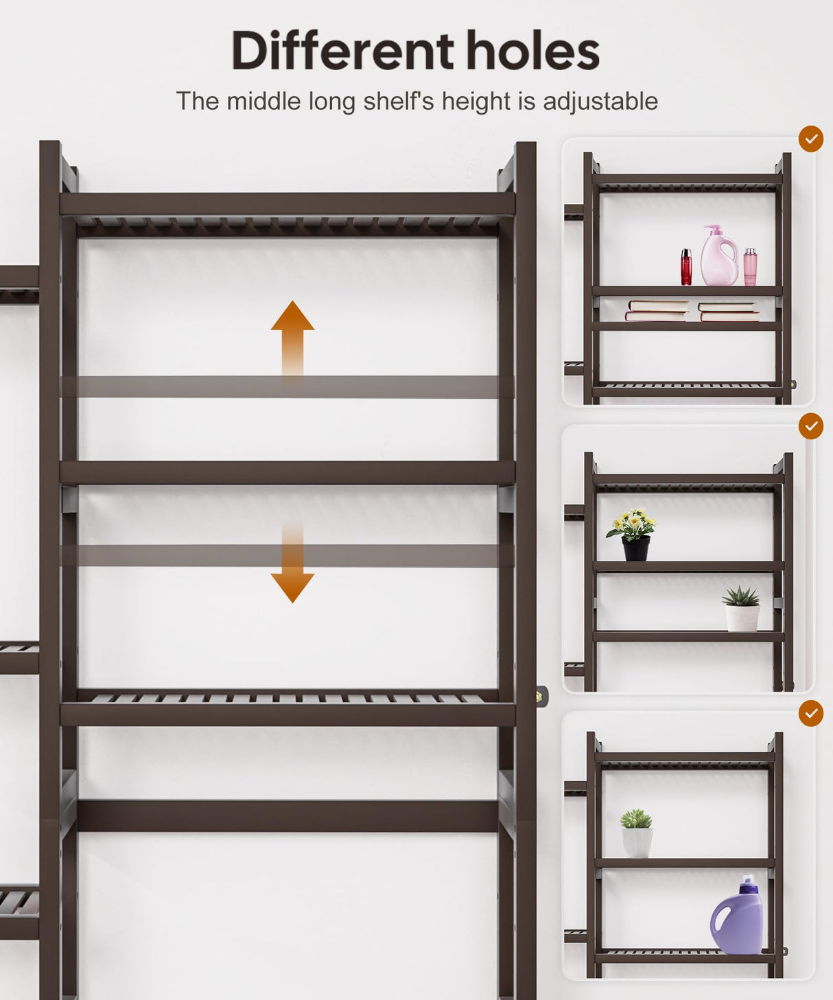 Homde Over The Toilet Storage with Basket and Drawer, Bamboo Bathroom Organizer with Adjustable Shelf & Waterproof Feet Pad, Space Saver Rack for Restroom, Laundry, Brown Homde