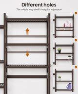 Homde Over The Toilet Storage with Basket and Drawer, Bamboo Bathroom Organizer with Adjustable Shelf & Waterproof Feet Pad, Space Saver Rack for Restroom, Laundry, Brown Homde