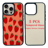 JUSTRY 5PCS Sublimation Phone Case Blanks Compatible with iPhone 16 Pro Max, 6.9", Wireless Charging Compatible, Easy to Sublimate DIY Customized Soft TPU Mobile Case with Tempered Glass Inserts JUSTRY