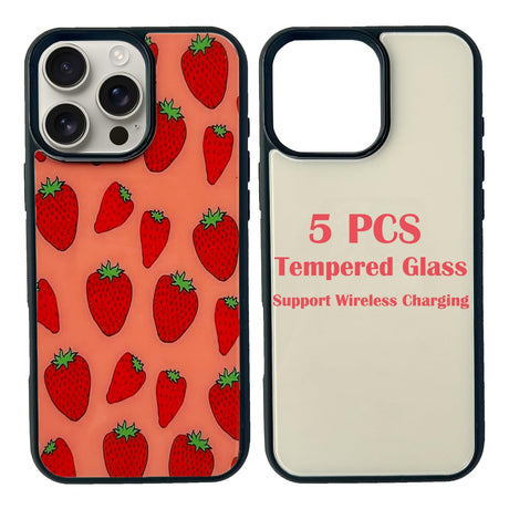 JUSTRY 5PCS Sublimation Phone Case Blanks Compatible with iPhone 16 Pro Max, 6.9", Wireless Charging Compatible, Easy to Sublimate DIY Customized Soft TPU Mobile Case with Tempered Glass Inserts JUSTRY