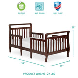 Dream On Me Emma 3-in-1 Convertible Toddler Bed in Espresso, Converts to Two Chairs and-Table, Low to Floor Design, JPMA Certified, Non-Toxic Finishes, Safety Rails Dream On Me