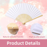 HPLYEL 12PCS White Paper Fans,Held Bamboo Folding Fan Blank Decoration Folded DIY Painting Fan Wedding Party Favors Home Gift HPLYEL