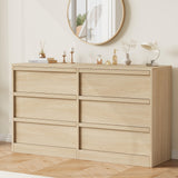 GAOMON 6 Drawer Dresser for Bedroom, Wooden Double Dresser Organizer with Storage Freestanding, Modern Chest of Drawers for Bedroom, Living Room, Nursery - Natural GAOMON