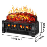 21 Inches Electric Fireplace Insert Log Heater Set, Freestanding Heater with Adjustable Flame Brightness and Flicker Speed, 750w/1500w Heating, Overheat Protection, Remote Control Electactic