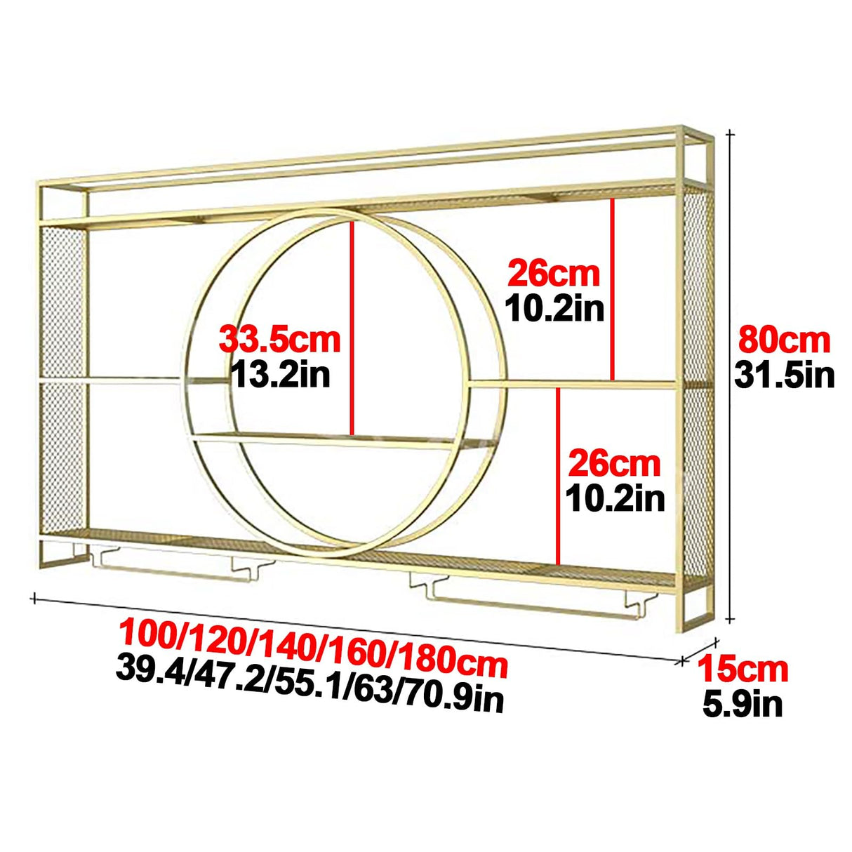 Wine Rack Wall Mounted 3 Tier Metal, Floating Shelves With LED Light, Hanging Floating Bar Liquor Bottles, Liquor Bar Display Shelf, For Home Kitchen(White,100x80x15c) Qxgylz