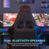 HOFFREE Gaming Chair with Speakers Massage Big and Tall Gaming Chairs with Footrest and Bluetooth for Adults 400lbs Reclining High Back Computer Desk Chair Purple and Black HOFFREE