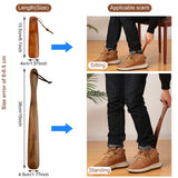 2 Pcs Wood Shoe Horn a Long Shoe Horn and a Short Horn Wooden Wear Shoe Helper Shoe Horn Long Handle for Seniors Men Women Pregnancy Gandeer
