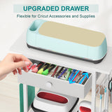 Snughome Craft Cart Compatible with Cricut Maker, Craft Organizers and Storage for Cricut Cart Organizer Table with Wheels, Drawer and 28 Vinyl Roll Holders, White, 23.6"(L) x 9.5"(D) x 31.7"(H) Snughome