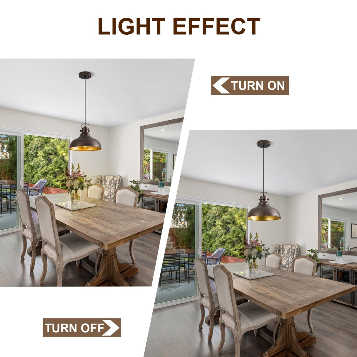 Refice 3 Packs Farmhouse Pendant Lights, Oil Rubbed Bronze Pendant Lighting, lsland Pendant Lights for Kitchen lsland lndustrial Adjustable Height Dome Hanging Lights for Barn, Dining Room Refice