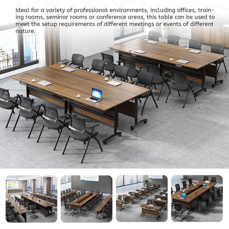 Folding Conference Table,Modern Office Conference Room Table,Mobile Flip Top Training Tables with Caster Wheels,Foldable Meeting Table Seminar Tables for Office,Meeting Room (8 Pack, 70.9x21.7x29.5in) Crevew