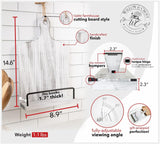 Willow & Croft Premium Cook Book Stand. Farmhouse Cutting Board Stand Cookbook Holder, Recipe Book Holder. Distressed Cookbook Stand for Kitchen Counter. Rustic Home Decor, Adjustable Display Stand. Willow & Croft