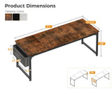 ODK 71 Inch Large Computer Desk Home Office Desk, Long Modern PC Desk Work Table with Headphone Hook & Fabric Bag for Storage, Spliced Board, Rustic Brown ODK