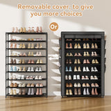 VILICK Shoe Rack with Cover, 8 Tier Tall Shoe Organizer Storage for 36-45 Pair Shoes and Boots Large Shoe Storage Shelf Free Standing Shoe Rack for Closet, Front Door Entrance, Dorm, Garage VILICK