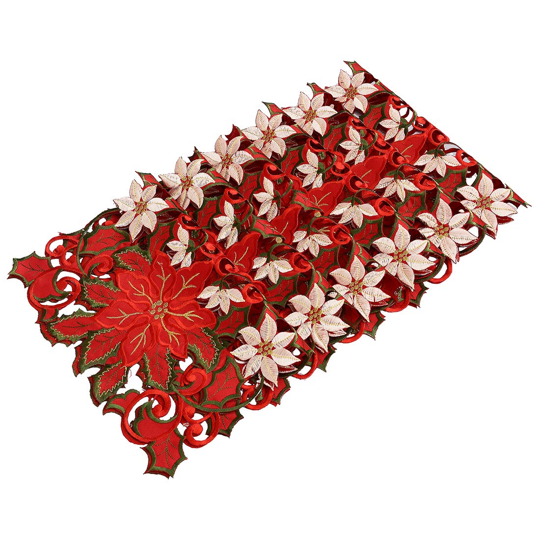 Simhomsen Embroidered Christmas Holidays Red Poinsettia Placemat 12 × 18 Inch Set of 6 Simhomsen