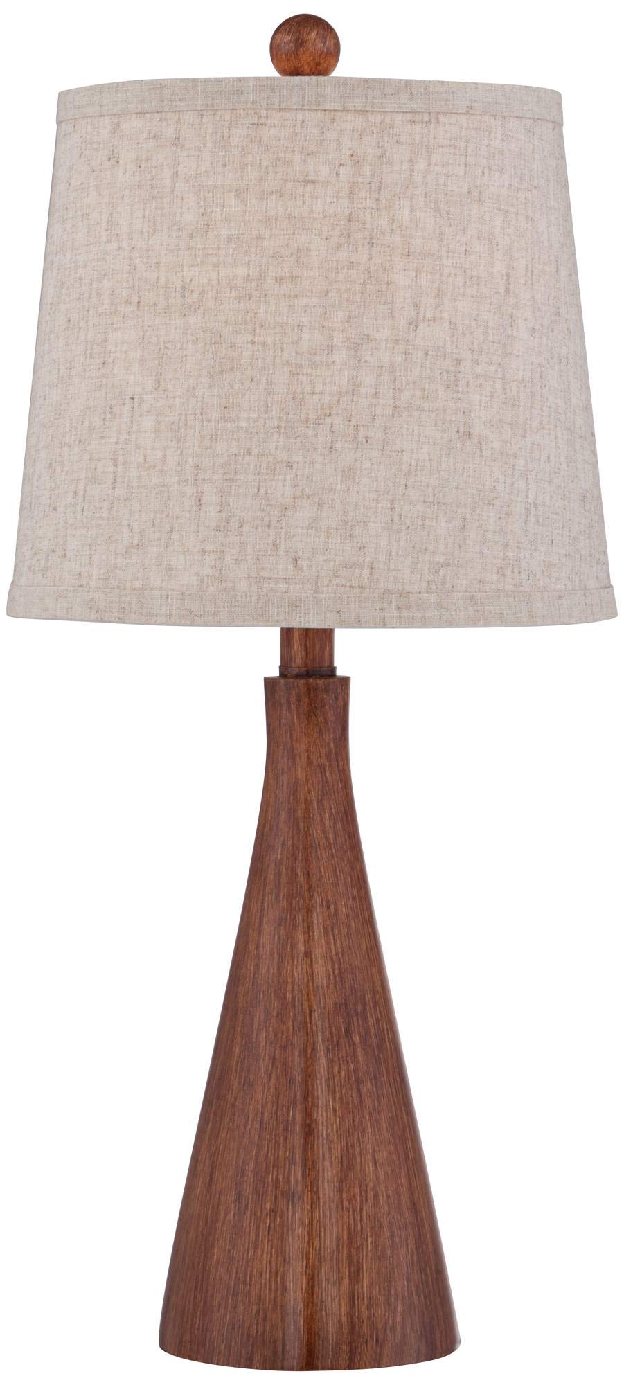 360 Lighting Fraiser Modern Accent Table Lamp 23 1/2" High Brown Faux Wood Tapered Column Oatmeal Drum Shade for Bedroom Living Room House Home Bedside Nightstand Office Entryway Kids Family 360 Lighting