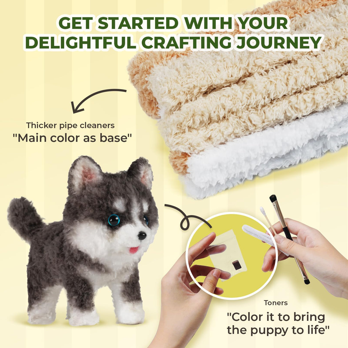 Pipe Cleaners Craft kit, A Pipe Cleaner kit Suitable for Beginners. It Includes a Kits for Making The Shapes of 4 Dogs and Comes with Simple and Easy-to-Understand Video tutorials. MOREJMTT