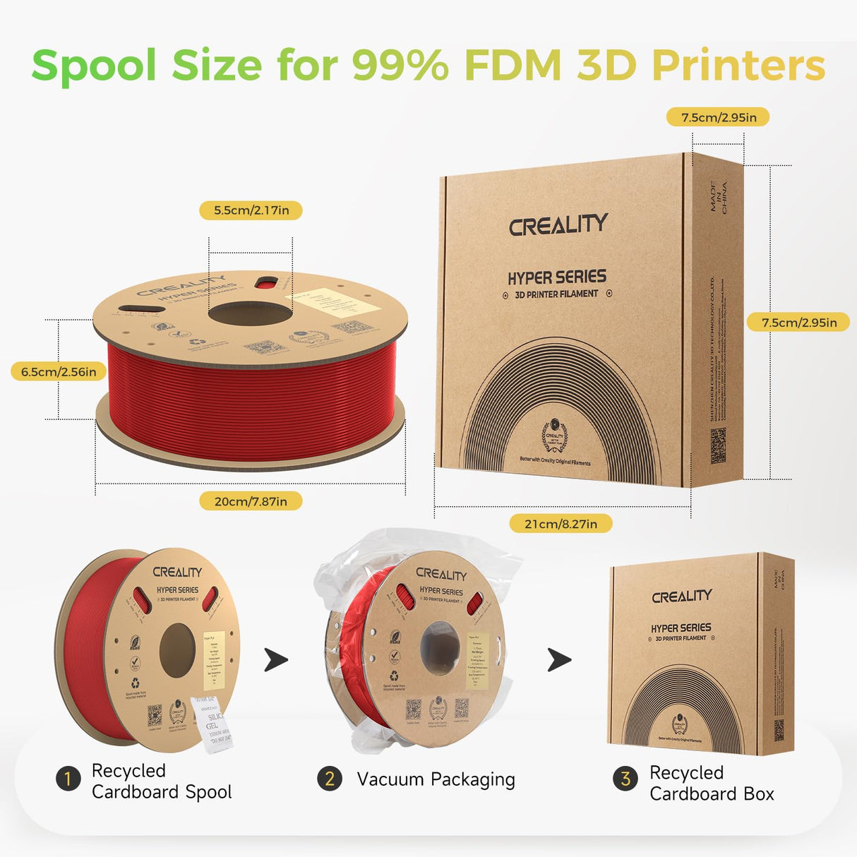 Creality Hyper PLA Filament Bundle 4KG, Up to 600mm/s High Speed 3D Printer Filament PLA, No-Tangling Stronger Toughness Fit Most 3D Printers Creality
