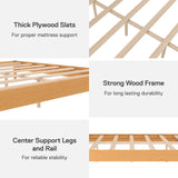 DHP Dacin Wood Bed Frame with Upholstered Headboard, King, Beige Linen DHP