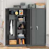 Greenvelly Metal Storage Cabinet with Lock Door,72" Locking Steel Storage Wardrobe Cabinet,Employees Locker Closet Clothing Coat Steel Wardrobe Cabinet with Hanging Rod for Garage,Home Office,Gym Greenvelly