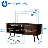 Cozy Castle TV Stand for 48 Inch TV, Mid Century Modern Entertainment Center with Storage Cabinet, TV Media Console for Living Room, Bedroom, Dark Brown Cozy Castle