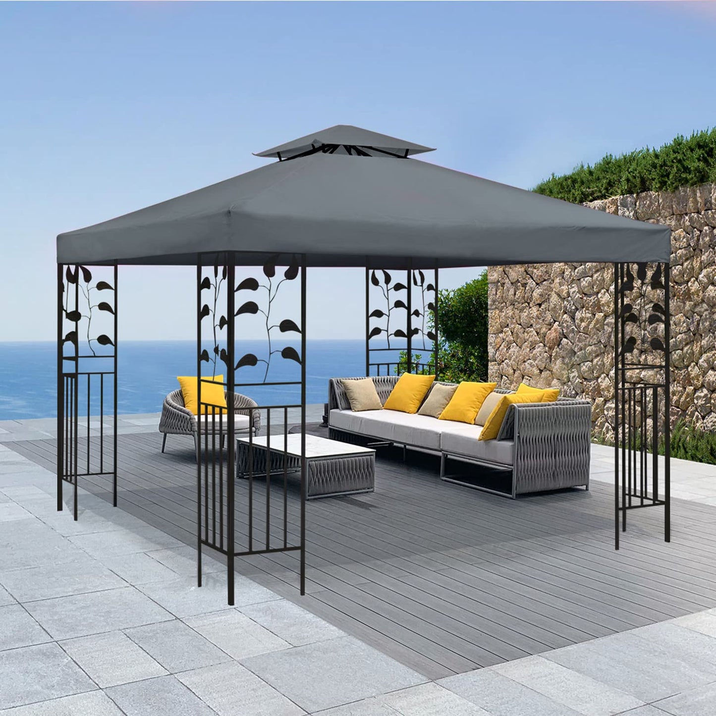 Gazebo Canopy Replacement 118"x118" Outdoor Canopy Shelter for Smaller 10x10ft Top Double Tiered Canopy Cover