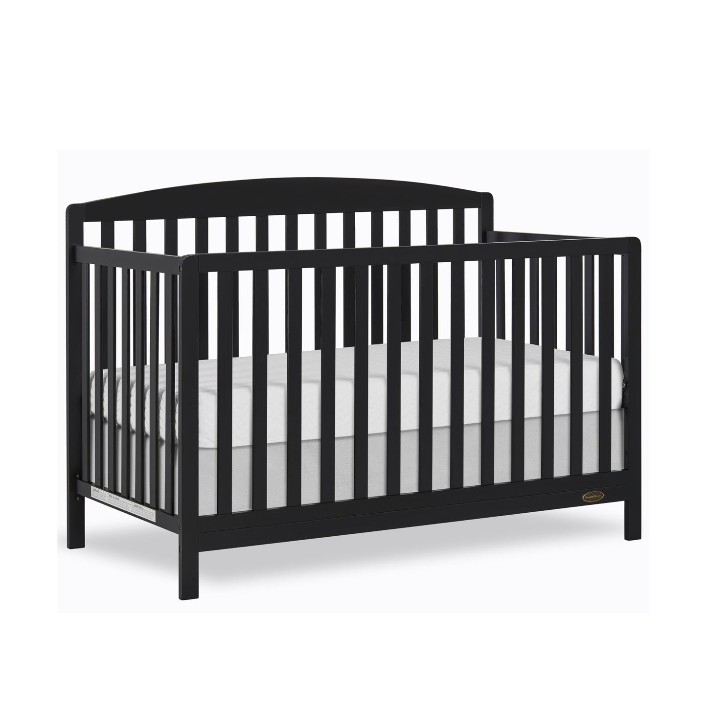 Dream On Me JPMA & Greenguard Gold Certified Odelle 5 in 1 Convertible Crib in Matte Black, Built of Sustainable Pinewood, 3 Mattress Height Settings, Non-Toxic Water-Based Paint Finish