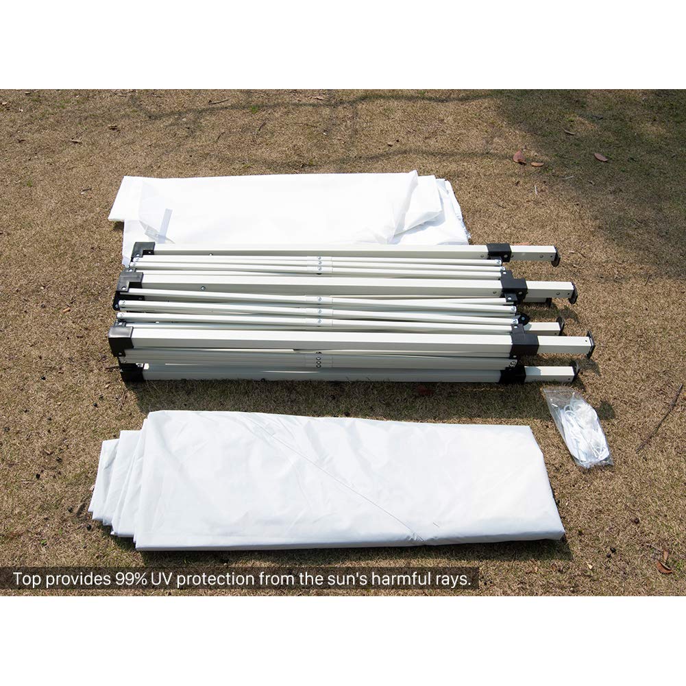 Polar Aurora 10' X 20' Easy Pop up Canopy Party Tent Outdoor Patio Wedding Party Tent Folding Waterproof w/ 4 Removable Sidewalls and Portable Bag - White Polar Aurora