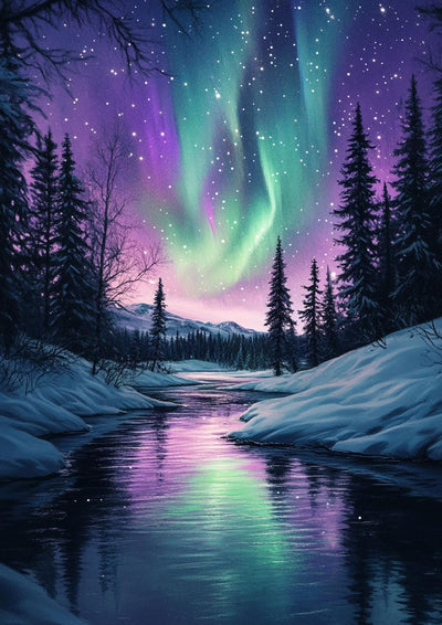 Naykow Aurora Borealis Diamond Painting Kits for Adults Full Drill 5D Diamond Art Kits DIY Diamond Painting by Number 12 x 16 inches