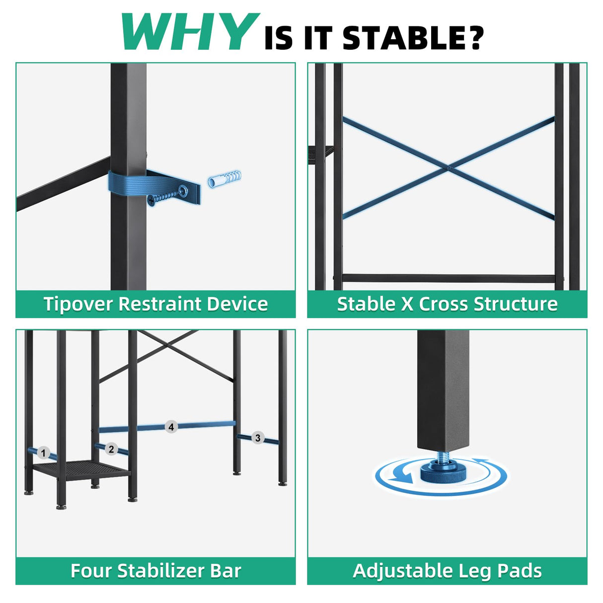 Kalrin Over The Toilet Storage Rack with Extra Side Shelves, 4-Tier Bathroom Over Toilet Storage with Adjustable Shelf & Drain Basket, Freestanding Bathroom Organizer for Balcony, Laundry(Pure Black) Kalrin