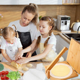 Tortilla Press 10 Inch Tortilla Maker Large Roti Maker with Rolling Pin+Dough Scraper+Parchment Paper Bamboo Wood Tortilla Press for Homemade Tortilla, Roti,Taco,Dough Press OwnColor